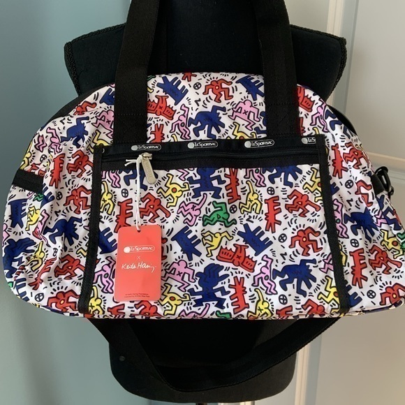 Lesportsac Handbags - NEW RARE LESPORTSAC Keith Haring duffel carryon bag Everybody Dance pop art!